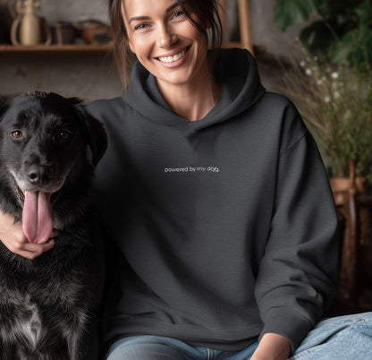 powered by my dog. - Unisex Modern Fit Hoodie