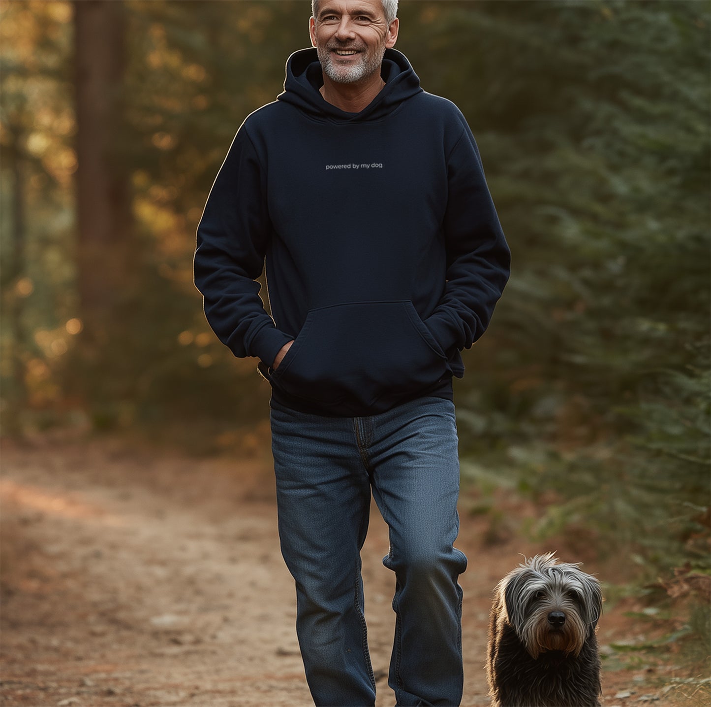 powered by my dog. - Unisex Modern Fit Hoodie